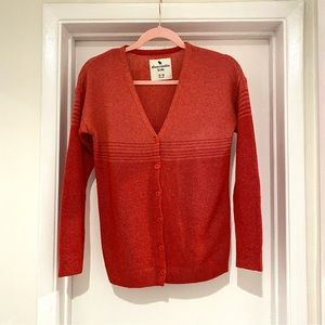 NWOT abercrombie kids A&F Size 13-14 (Fits Women’s XS-S) Coral Red Long Cardigan
